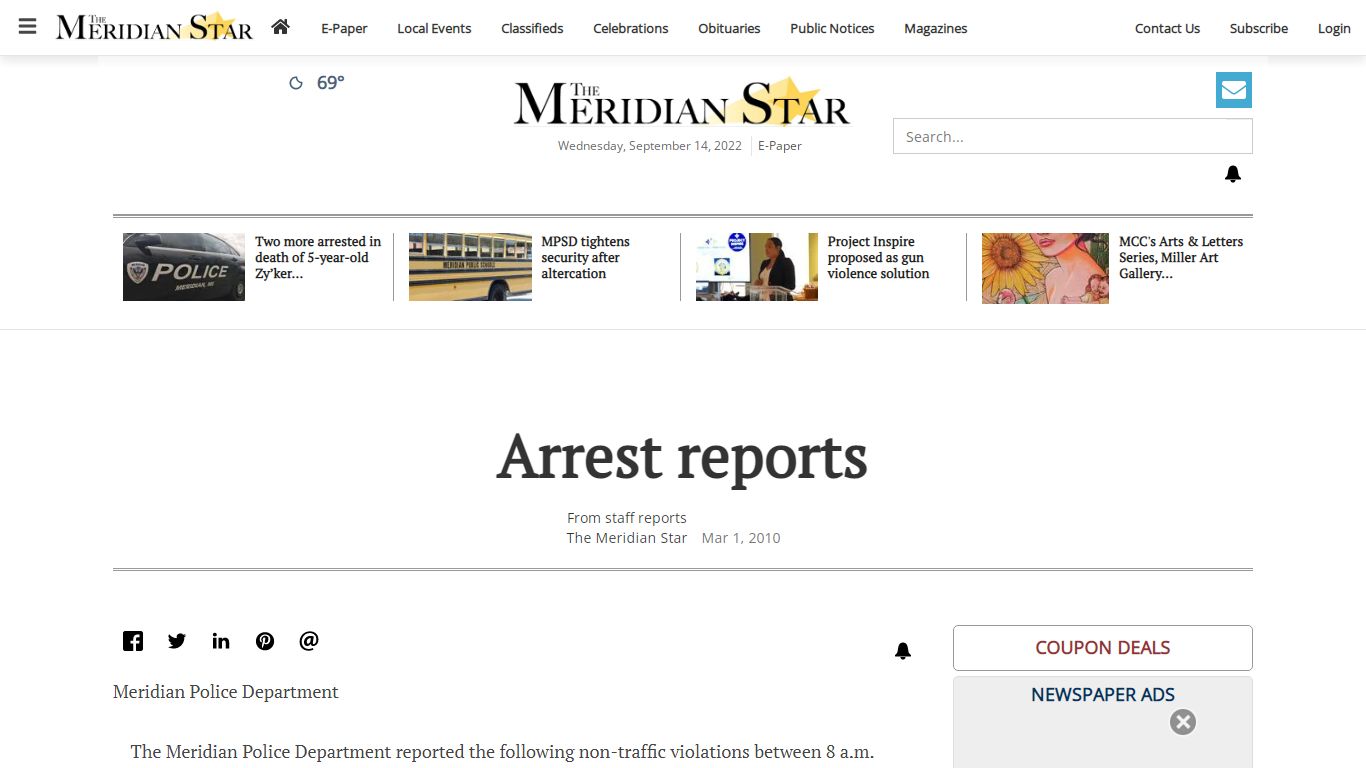 Arrest reports | Local News | meridianstar.com